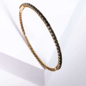 18K PINK GOLD BANGLE WITH BLACK DIAMOND