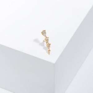 18K YELLOW GOLD SINGLE EARRING WITH WHITE DIAMOND