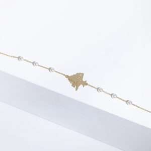 18K YELLOW GOLD CEDAR BRACELET WITH PEARL