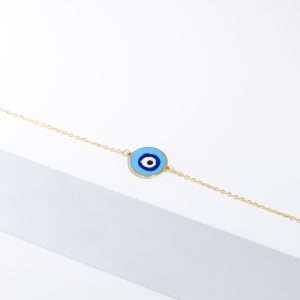 18K YELLOW GOLD EYE BRACELET WITH BLUE ENAMEL