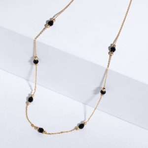 18K YELLOW GOLD CHOKER WITH ONYX STONE