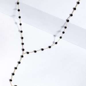 18K YELLOW GOLD EYE NECKLACE WITH ONYX STONE