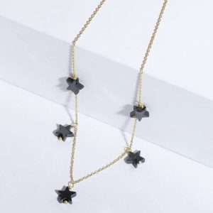 18K YELLOW GOLD SATR NECKLACE WITH HEMATITE STONE