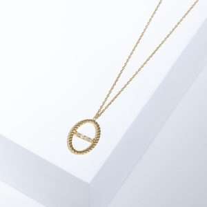 18K YELLOW GOLD NECKLACE WITH WHITE DIAMOND