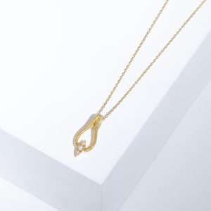 18K YELLOW GOLD NECKLACE WITH WHITE DIAMOND