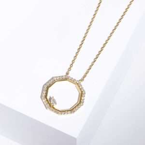 18K YELLOW GOLD NECKLACE WITH WHITE DIAMOND