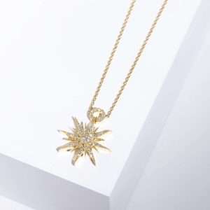 18K YELLOW GOLD NECKLACE WITH WHITE DIAMOND
