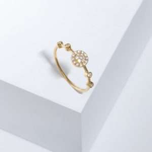 18K YELLOW GOLD RING WITH WHITE DIAMOND