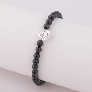 18K WHITE GOLD BEKAA BRACELET WITH BLACK AGATE MATT STONE