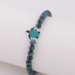 18K WHITE GOLD SOUR BRACELET WITH BLUE TIGER EYE STONE