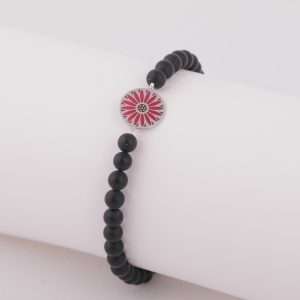 18K WHITE GOLD TRIPOLI BRACELET WITH BLACK AGATE MATT STONE