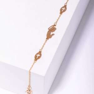18K YELLOW GOLD VIRGIN MARY WITH CROSS BRACELET
