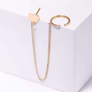 18K YELLOW GOLD SINGLEHEART DANGLING EARRING