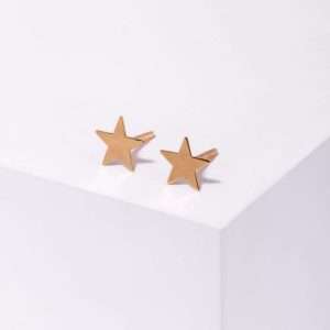18K YELLOW GOLD STAR PAIR STUD EARRING