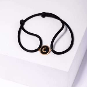 18K YELLOW GOLD LETTER BRACELET ON CORDON