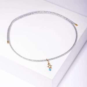 18K YELLOW GOLD BABY BOY CHOKER WITH TURQUOISE