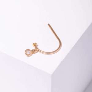 18K YELLOW GOLD SINGLE EARRING WITH WHITE DIAMOND