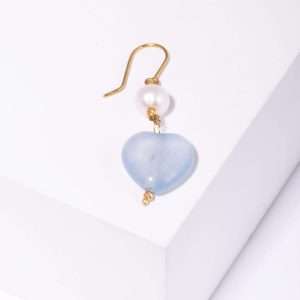 18K YELLOW GOLD SINGLE EARRING WITH PEARL AND COLORED STONE