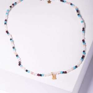 18K YELLOW GOLD RABBIT NECKLACE WITH COLORED STONE