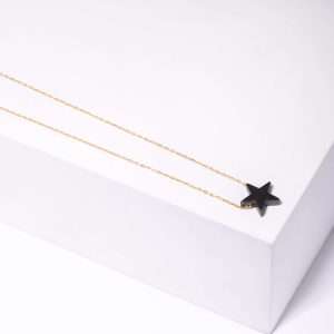 18K YELLOW GOLD NECKLACE WITH HEMATITE STAR