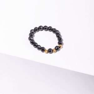 18K YELLOW GOLD RING WITH HEMATITE STONE