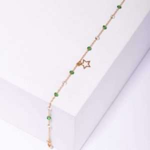 18K YELLOW GOLD STAR BRACELET WITH COLORED STONE