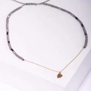 18K YELLOW GOLD LEAF CHOKER ON CORDON