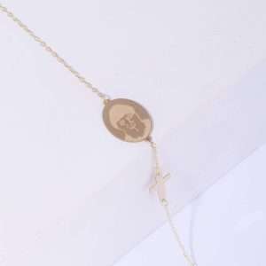 18K YELLOW GOLD SAINT CHARBEL BRACELET WITH CROSS