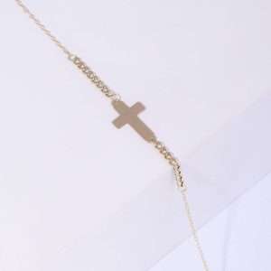 18K YELLOW GOLD CROSS BRACELET