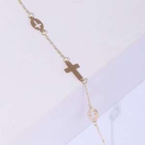 18K YELLOW GOLD MULTI CROSS BRACELET