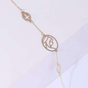 18K YELLOW GOLD VIRGIN MARY BRACELET WITH CROSS