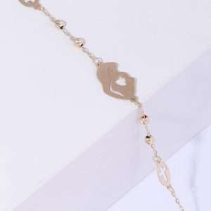 18K YELLOW GOLD VIRGIN MARY BRACELET WITH CROSS