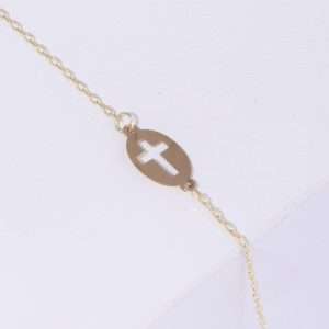 18K YELLOW GOLD CROSS BRACELET