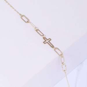 18K YELLOW GOLD CROSS BRACELET