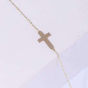 18K YELLOW GOLD CROSS BRACELET