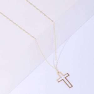 18K YELLOW GOLD CROSS NECKLACE