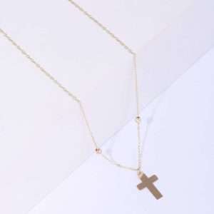 18K YELLOW GOLD CROSS NECKLACE