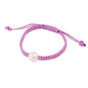 Pink Cotton Cord with Pearl Bracelet