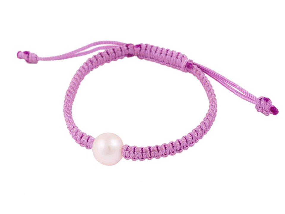 Pink Cotton Cord with Pearl Bracelet