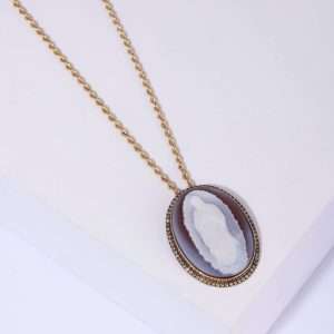 18K YELLOW GOLD LADY OF GUADALOUPE NECKLACE WITH BROWN DIAMOND
