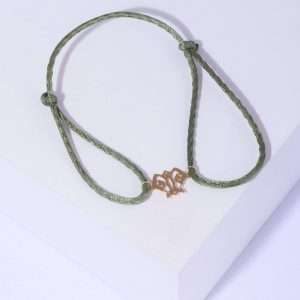 18K YELLOW GOLD LOGO BRACELET ON CORDON