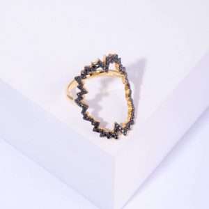 18K YELLOW GOLD RING WITH BLACK DIAMOND