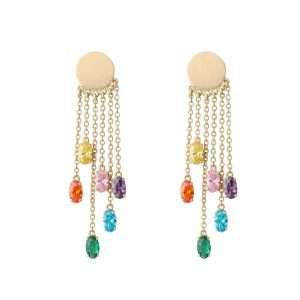 18K GOLD GYPSY EARRINGS  WITH COLORED SEMI-PRECIOUS STONES