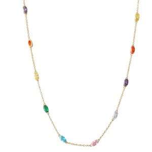 18K GOLD NECKLACE WITH COLORED SEMI-PRECIOUS STONES