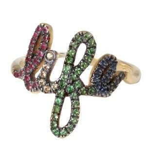 18K GOLD LIFE RING WITH MULTI-COLORED SAPPHIRE