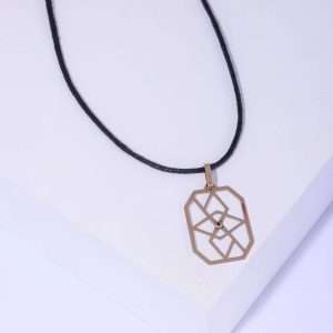 18K YELLOW GOLD THE PHILOSOPHY LOGO NECKLACE WITH BLACK DIAMOND