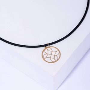 18K YELLOW GOLD LOGO CHOCKER ON CORDON