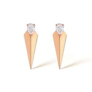 18K PINK GOLD EARRING WITH PEAR-SHAPED DIAMOND