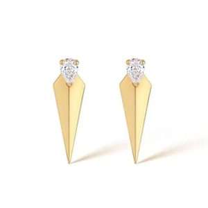 18K YELLOW GOLD EARRING WITH PEAR-SHAPED DIAMOND