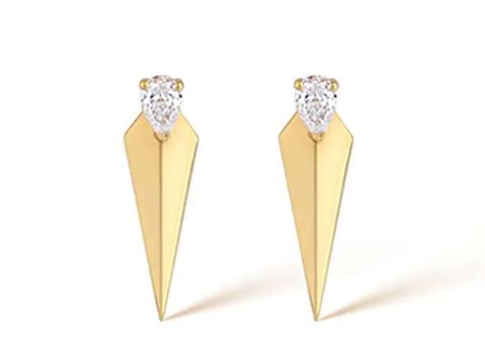 18K YELLOW GOLD EARRING WITH PEAR-SHAPED DIAMOND